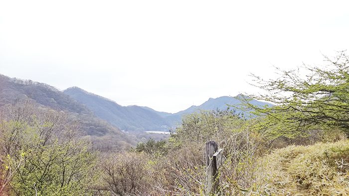 スルス岩から松之沢峠方面で下山する道からの風景