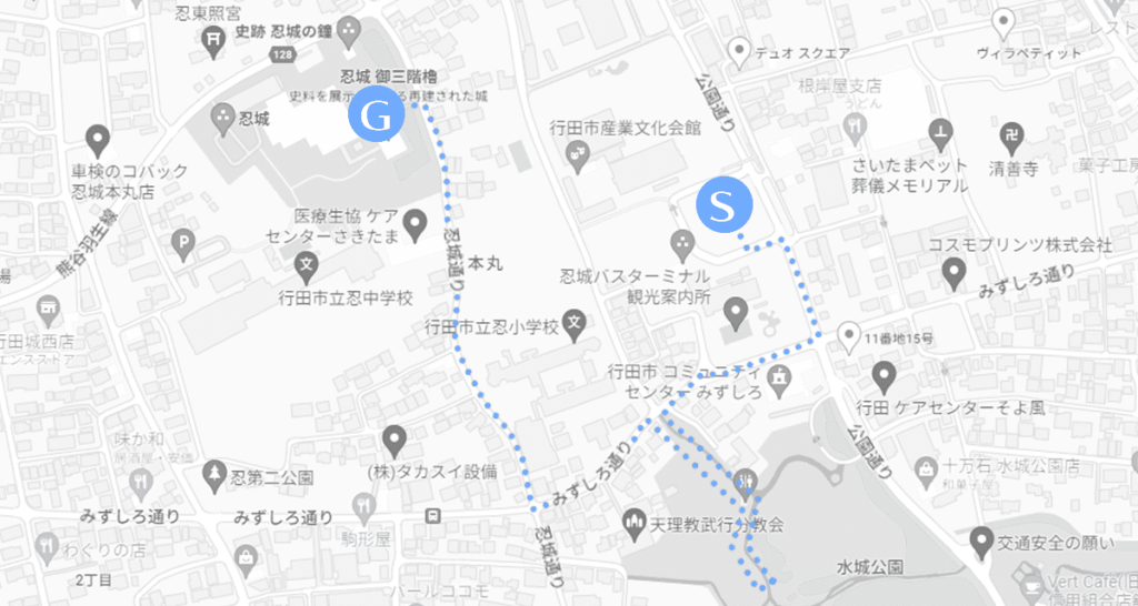 埼玉県の忍城の散策ルート